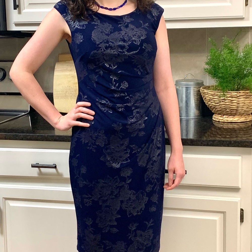 Navy & Silver Floral J. Howard Dress